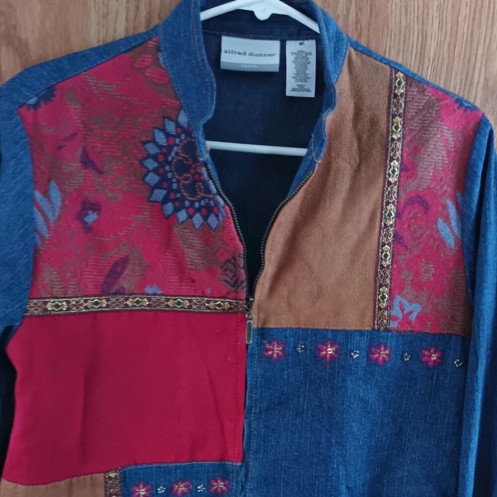 Alfred Dunner Patchwork Jacket Blazer Petite 6 Bo… - image 4